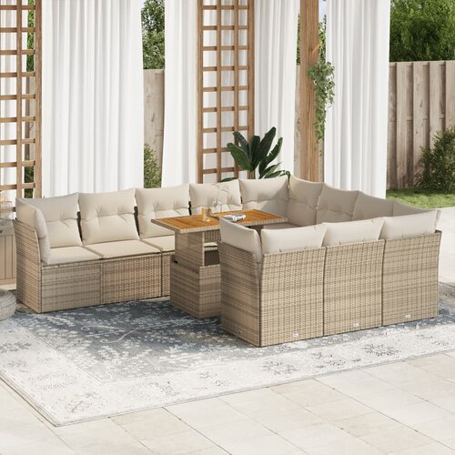 vidaXL 11-dijelni set vrtnih sofa od poliratana s jastucima bež Cijene