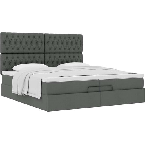 vidaXL Otomanski posteljni okvir z vzmetnicami siv 200x200 cm blago Cene