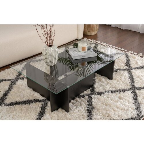 Hanah home stočić za dnevnu sobu flavio - wooden black wooden black coffee table Slike