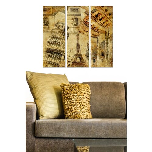Wallity MDF1281010 multicolor decorative mdf painting (3 pieces) Cene