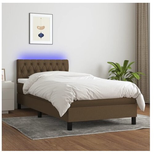 Box spring s madracem LED tamnosmeđi 90x200 cm tkanina Cene