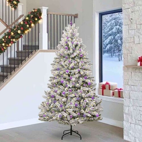 vidaXL Umjetno božićno drvce Zelena i bijela 240 cm PVC i metal Cijene