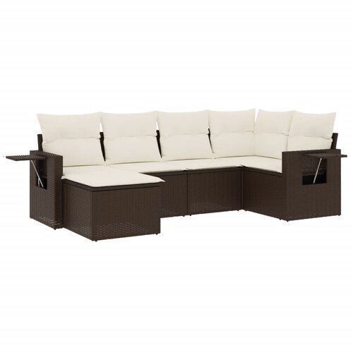 vidaXL 6-dijelni set vrtnih sofa od poliratana s jastucima smeđi Cijene