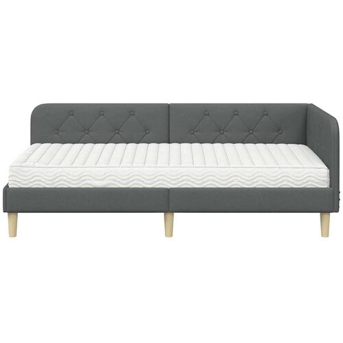 VidaXL Kutni okvir kreveta s madracem Tamno siva 90 x 190 cm tkanina Slike
