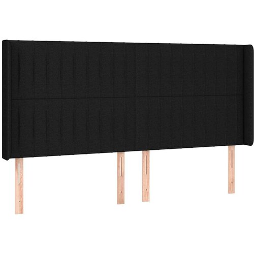  Uzglavlje s u&amp;scaron;ima crno 203x16x118/128 cm od tkanine Slike