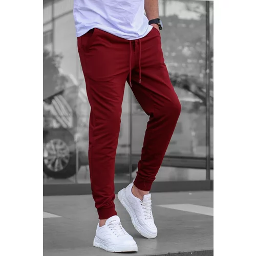 Madmext Maroon Men's Tracksuits with Elastic Legs 4821