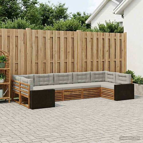  Set vanjskih sofa 7 kom. Prirodna i svjetlosiva Cene