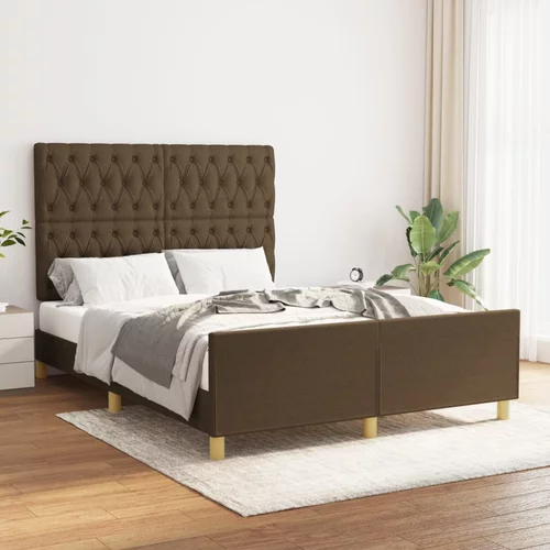  Okvir za krevet s uzglavljem tamnosmeđi 140x200 cm od tkanine