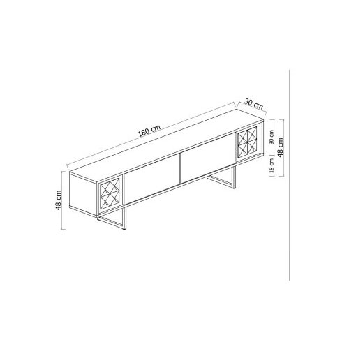 Hanah home TV komoda Gold Line, 180x48x30 cm, Bijelo-Zlatne boje Slike