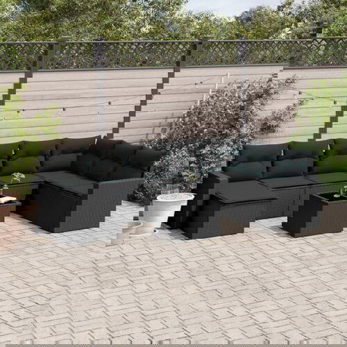 VidaXL 9-dijelni set vrtnih sofa s jastucima crni od poliratana Slike