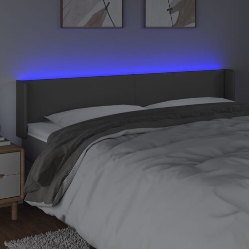  LED uzglavlje sivo 163x16x78/88 cm od umjetne kože Slike