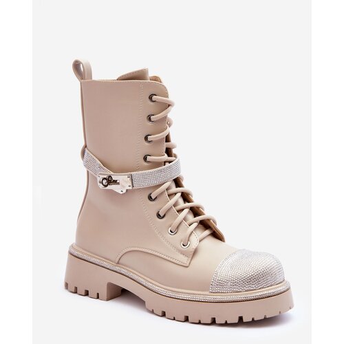 Kesi Leather decorated shoes Workers Women's beige Totah Cene