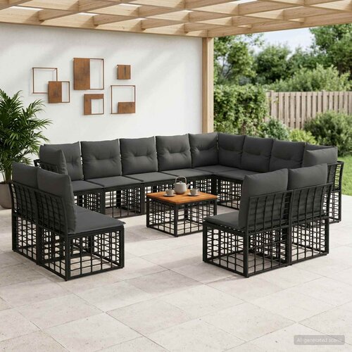  Set vanjskih sofa 13 kom. Crna i tamno siva Poliester Cene