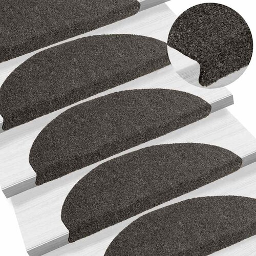  Prostirke za stepenice, samoljepljive, 30 kom. 65x21x4 cm, antracit, poluokrugle, velike Slike