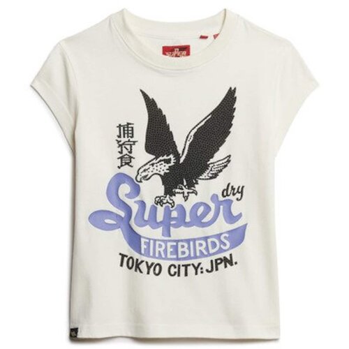 Superdry Majica zlata / svetlo lila / črna / bela Cene