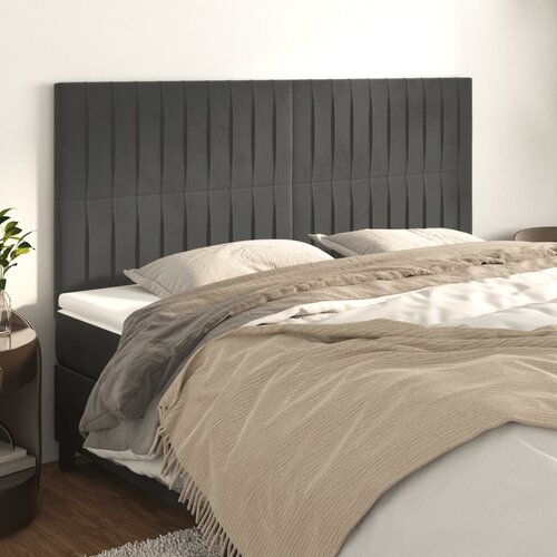 vidaXL Posteljno vzglavje 4 kosa temno siv 90x5x78/88 cm žamet Cene