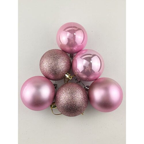 Home deco plastične kuglice za bor 8 cm, roze, 24 kom Slike
