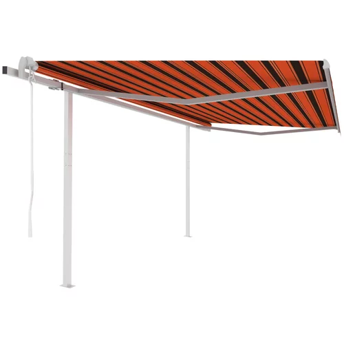 vidaXL Avtomatsko zložljiva tenda s stebrički 4,5x3,5 m oranžna/rjava