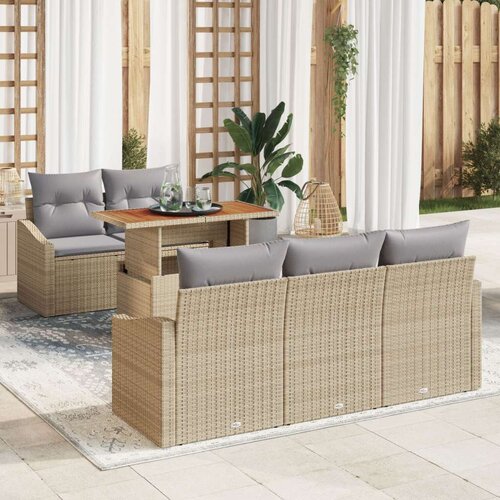  vrtnh sedežna garnitura Set 6 Bež Poly ratan, (22064920) Slike