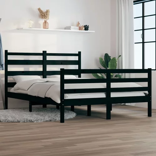 vidaXL Okvir za krevet od masivne borovine 160 x 200 cm crni
