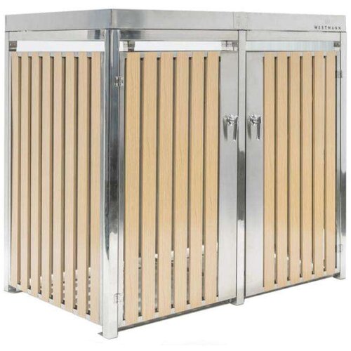  Westman - Spremi&amp;scaron;te za 2 kante za smeće s krovom za biljke Planta | srebro | 2x240L | 84x134x124 cm - BRANDED IN GERMANY Slike