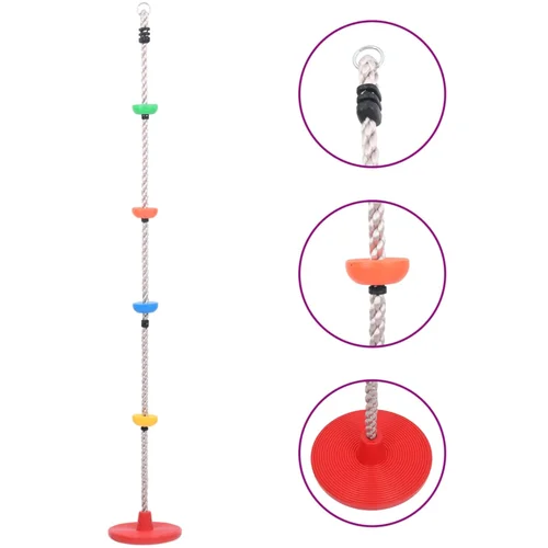 vidaXL Uže za penjanje i ljuljanje s platformama i diskom 200 cm