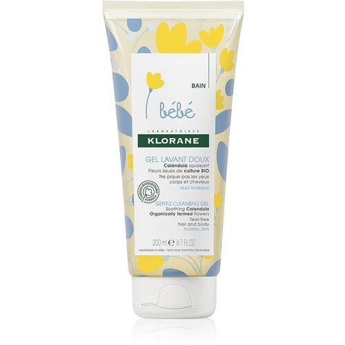 Klorane B&amp;eacute;b&amp;eacute; Calendula nežni gel za umivanje za otroke od rojstva z dozirno črpalko 200 ml Slike