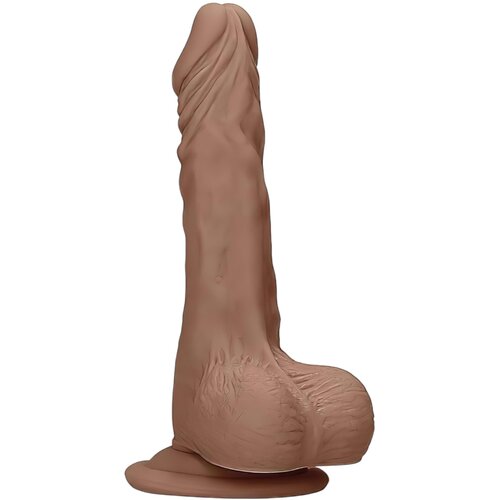 REALROCK Dong 7 - realistični dildo s testisi (17 cm) - temno naraven Slike