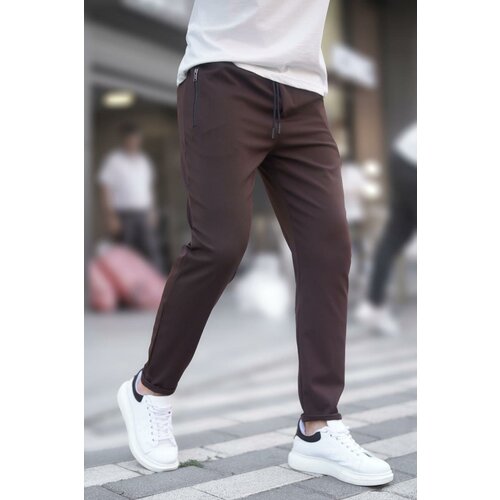 Madmext Brown Zipper Detailed Men's Trousers 6520 Slike