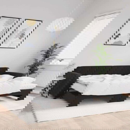  Dnevni krevet na razvlačenje s madracima crni 100x200 cm baršun Cijene