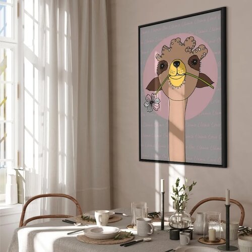  Slika - Happy Llama (1 Part) Vertical 60x90 U crnom drvenom okviru Slike