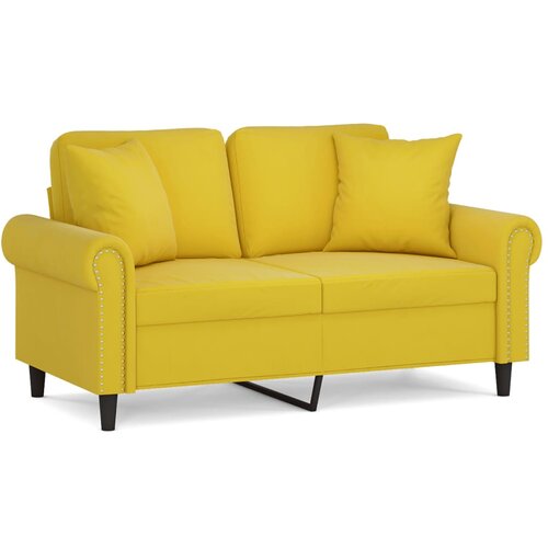 Maison Chic kavč - Sofa - Kanape dvosed z okrasnimi blazinami rumen 120 cm žamet, (21727619) Cene