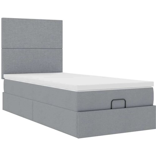 vidaXL Otomanski posteljni okvir z vzmetnico siv 80x200 cm blago Cene