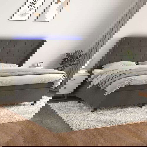  Krevet box spring s madracem LED tamnosivi 160x200 cm bar&amp;scaron;un Slike