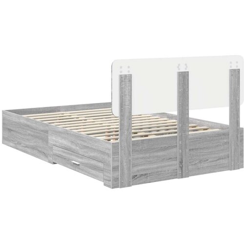  Okvir za krevet s uzglavljem Siva Sonoma 135 x 190 cm Slike