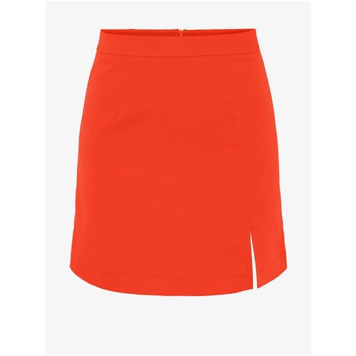 Pieces Orange Ladies Mini Skirt with Slit Thelma - Women Cene