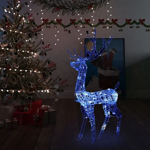 vidaXL Božična dekoracija jelen 140 modrih LED lučk 128 cm