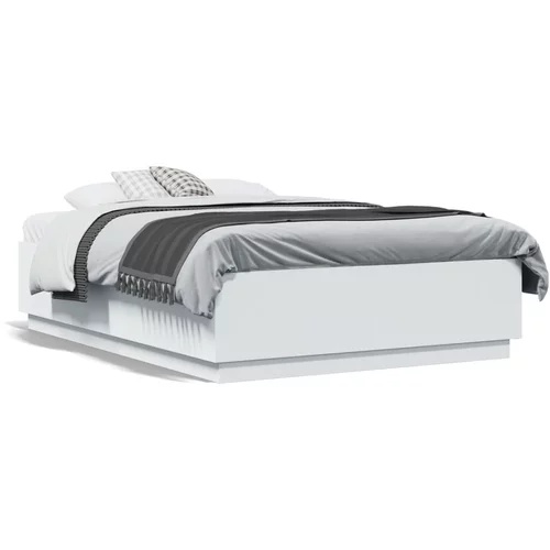  Okvir kreveta s LED svjetlima bijeli 140 x 190 cm drveni