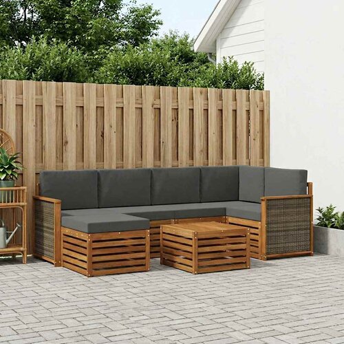  Set vanjskih sofa 6 kom. Prirodna i antracit Cene