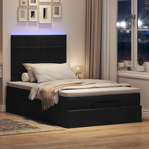 VidaXL Otomanski okvir kreveta s madracem crni 120x200cm od tkanine Slike