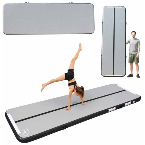  Gimnastička strunjača na napuhavanje s pumpom, 300 &amp;times; 100 &amp;times; 10 cm, siva Slike