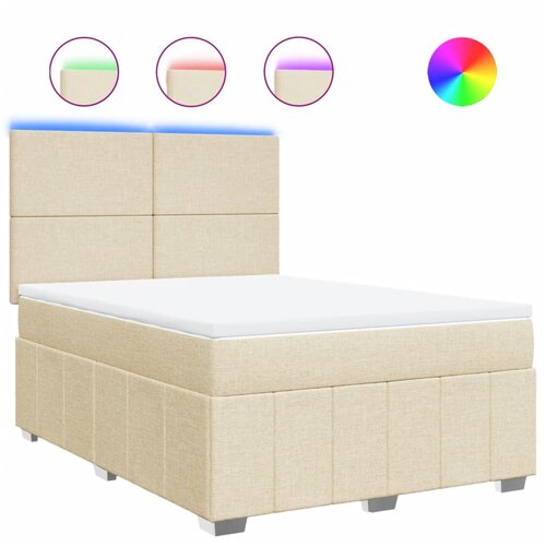 vidaXL Krevet s oprugama i madracem krem 160x200 cm od tkanine Cijene