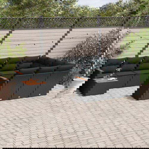vidaXL 11-dijelni set vrtnih sofa od poliratana s jastucima crni Cijene