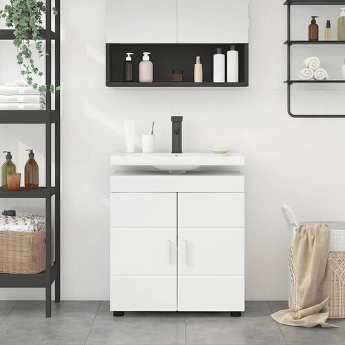 VidaXL Ormarić za umivaonik Bijelo 60 x 34 x 63 cm Konstruirano drvo Slike