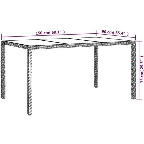  Vrtni stol 150x90x75 cm od kaljenog stakla i poliratana smeđi Slike