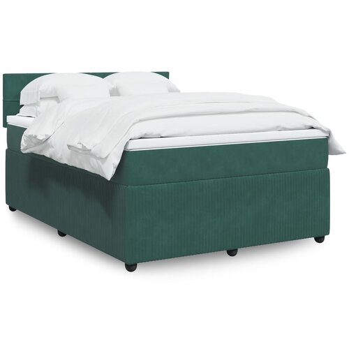 vidaXL Box spring postelja z vzmetnico temno zelen 140x190 cm žamet Cene