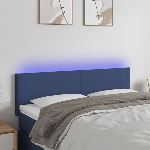 The Living Store LED posteljno vzglavje modro 144x5x78/88 cm blago - LED Vzglavje, (21659689) Cene
