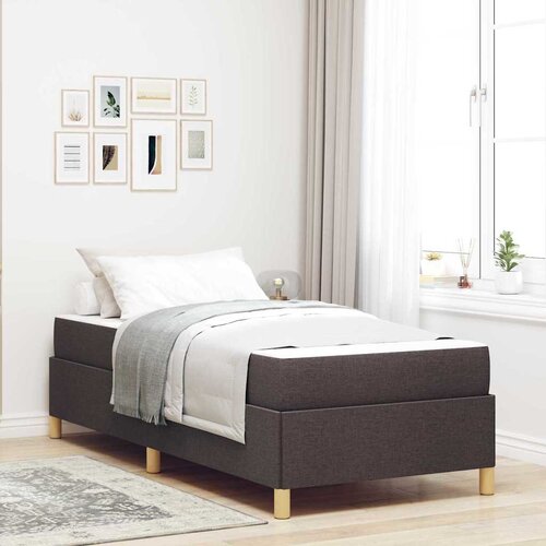 vidaXL Postelja z vzmetnico Bela in temno rjava 90 x 190 cm blago Cene