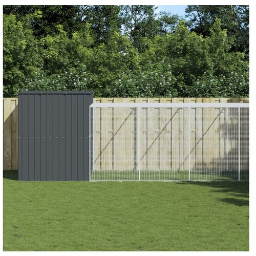VidaXL Pasja uta z izhodom antracitna 214x1069x181 cm pocink Slike
