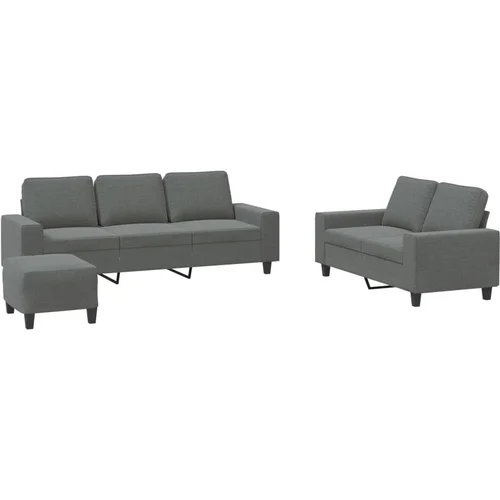 vidaXL 3-dijelni set sofa tamnosivi od tkanine